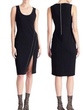 Rachel Roy Sleek Black Sleeveless Sheath Dress with Front Slit